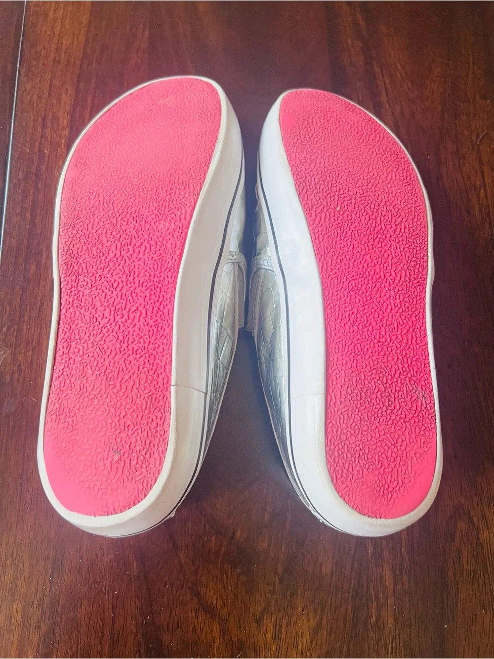 kate spade Silver Croc-Embossed Slip-On Flats